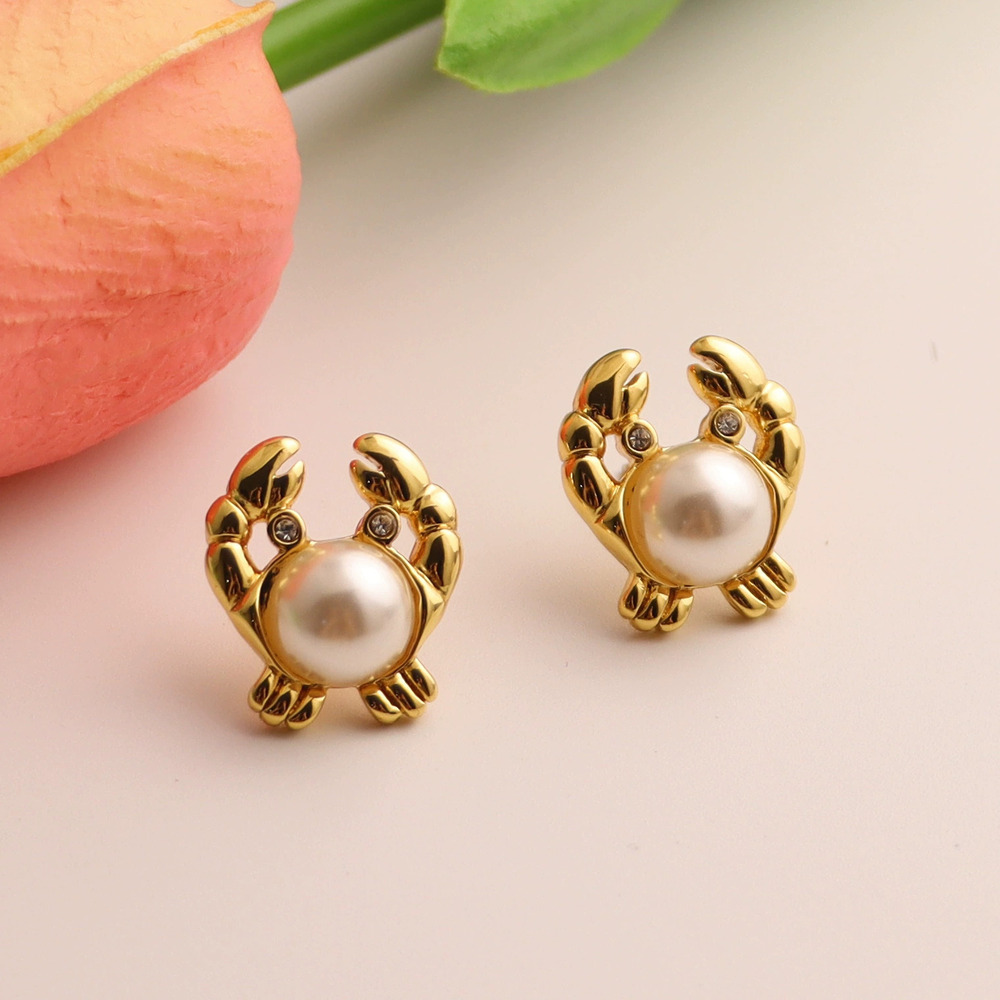 Kate SPADE Pearl Inlay 3D Crab Earrings